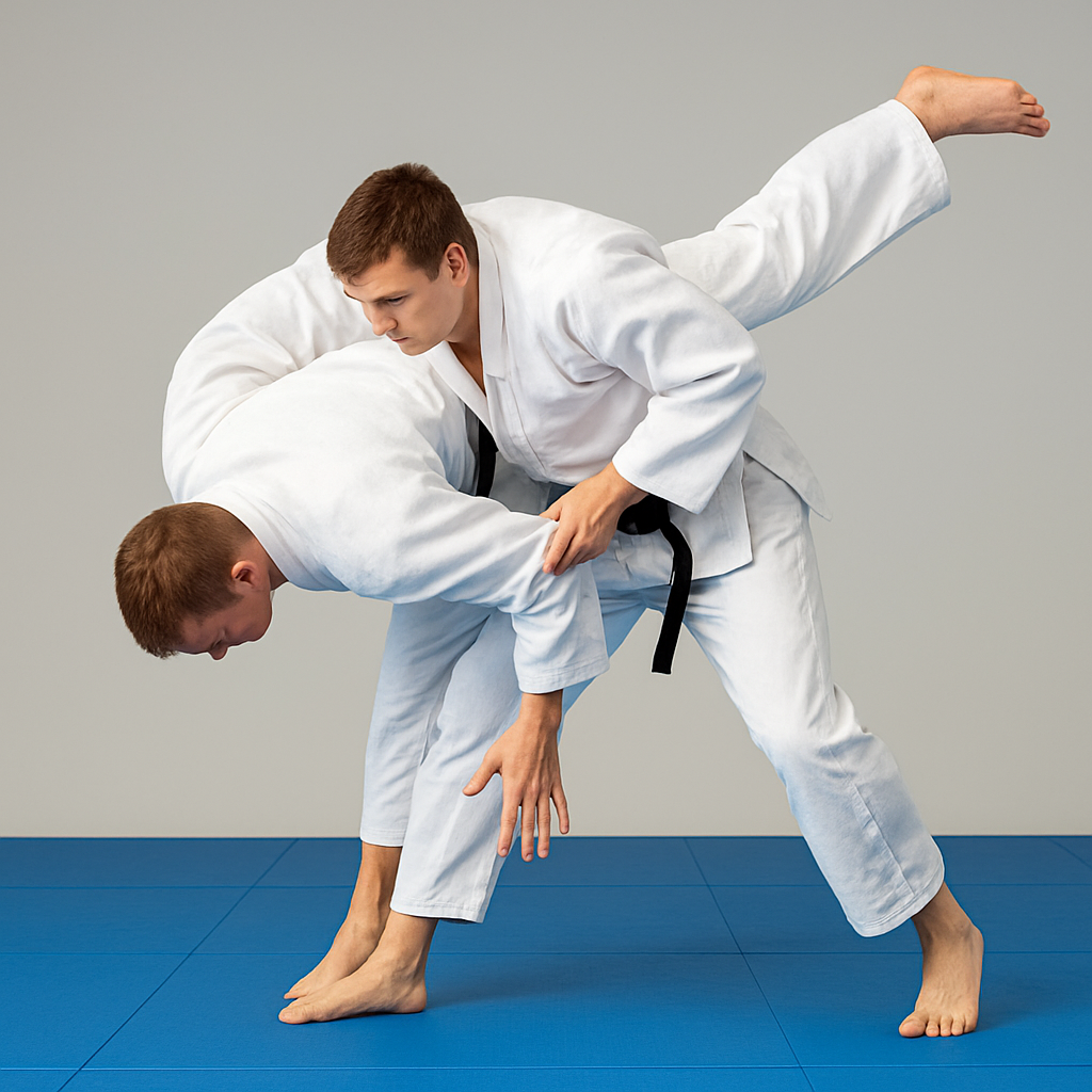 Técnica de judo en entrenamiento